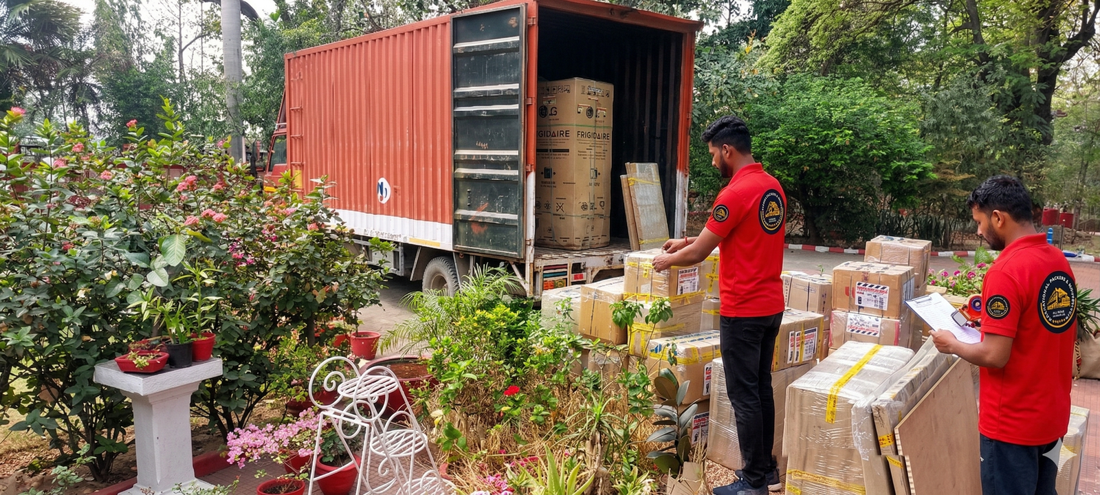 National Packers & Movers — Closed Container Truck Loading