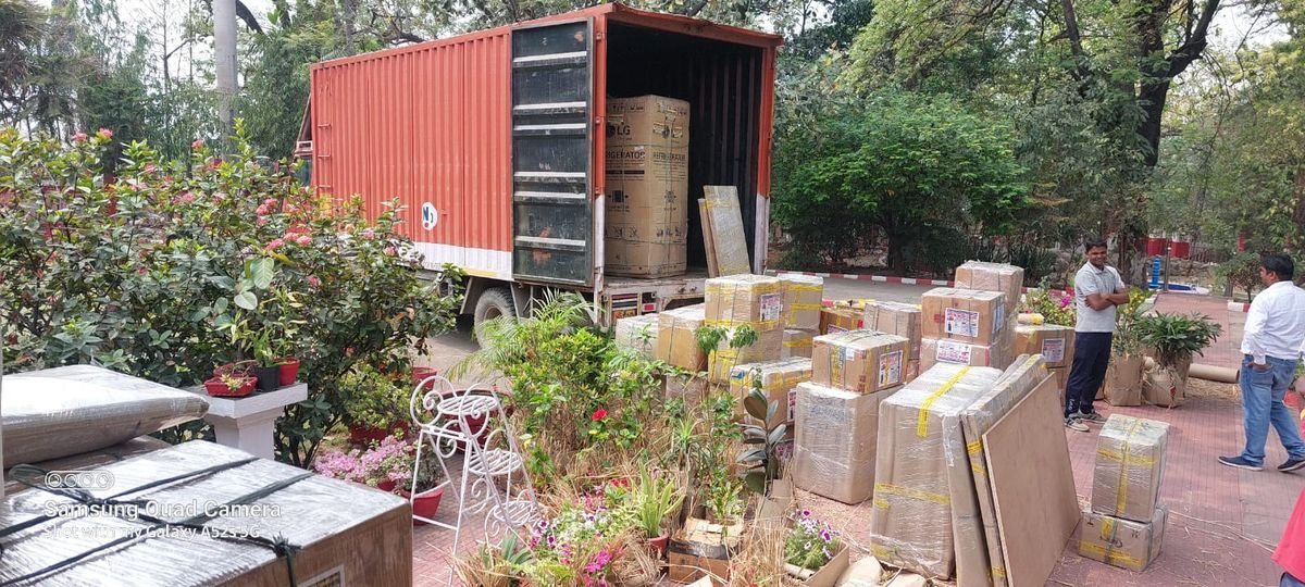 Goods Stained and Stacked inside Container Truck, high quality packing by National Packers and Movers - best packers and movers